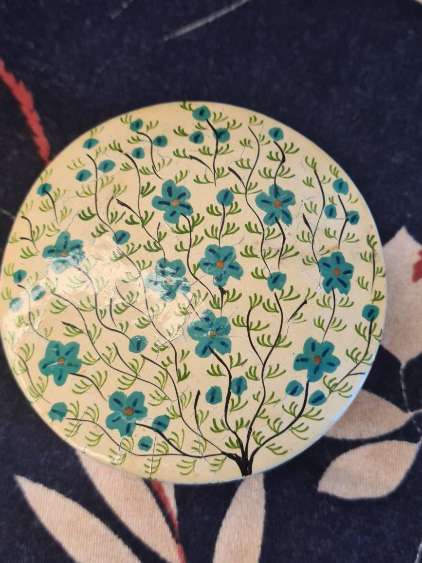2 X Vintage Paper Mache Earthy Tree of Life Oval & Round Trunket Boxes ...