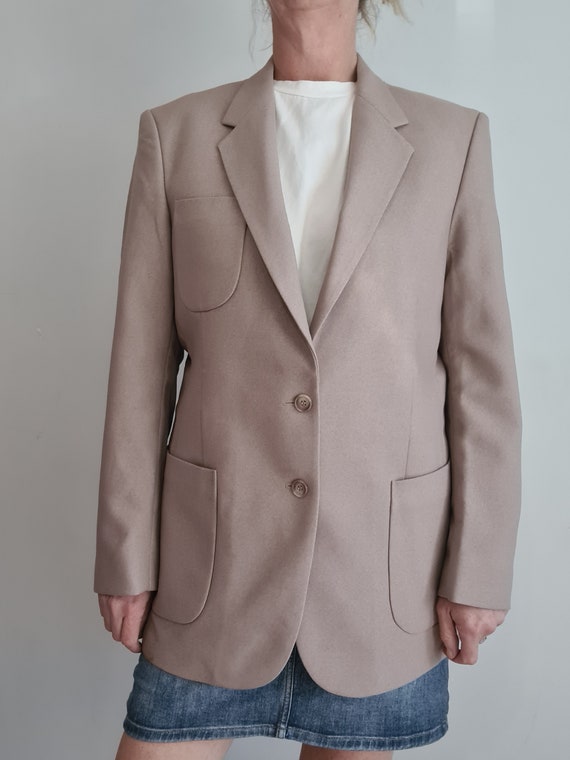 Vintage 1970s Beige Oversize Mens Suit Jacket Rou… - image 1