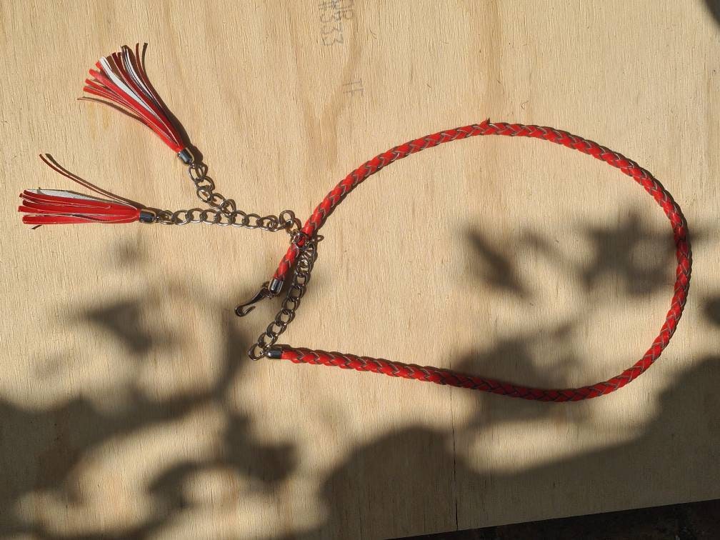 Red Vintage 1990s Braided Cord Rope Leather Belt With  display picture 3