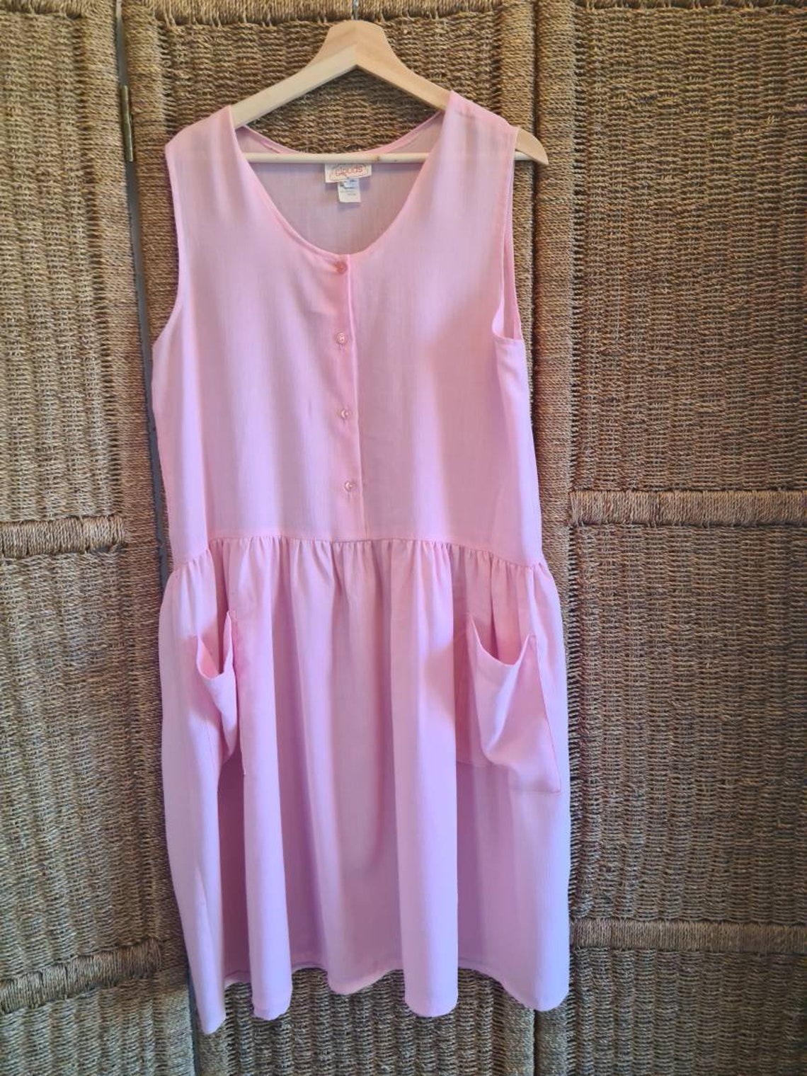 Vintage Pink 1980s Pinafore Dress Sleeveless Sun Dress | Etsy