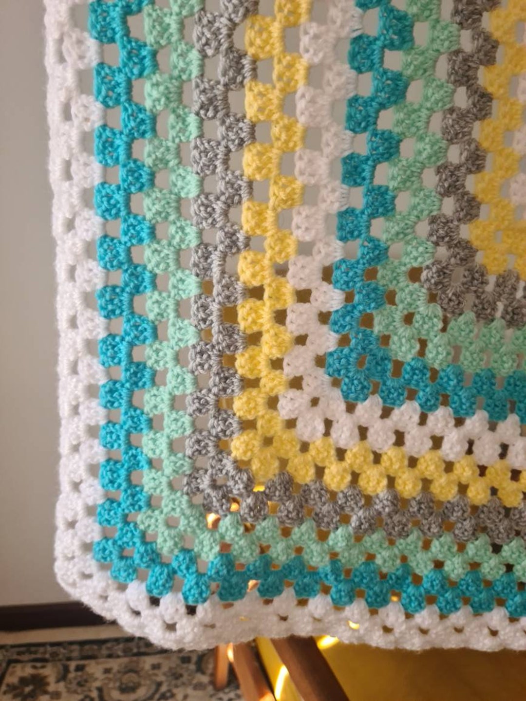 Hand Crochet Lap Blanket Baby Blanket Throw Sea Breeze Tones Etsy