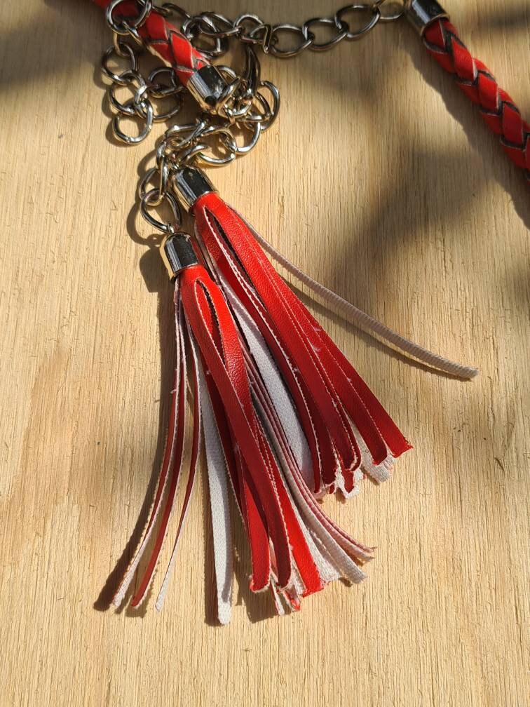 Red Vintage 1990s Braided Cord Rope Leather Belt With  display picture 1