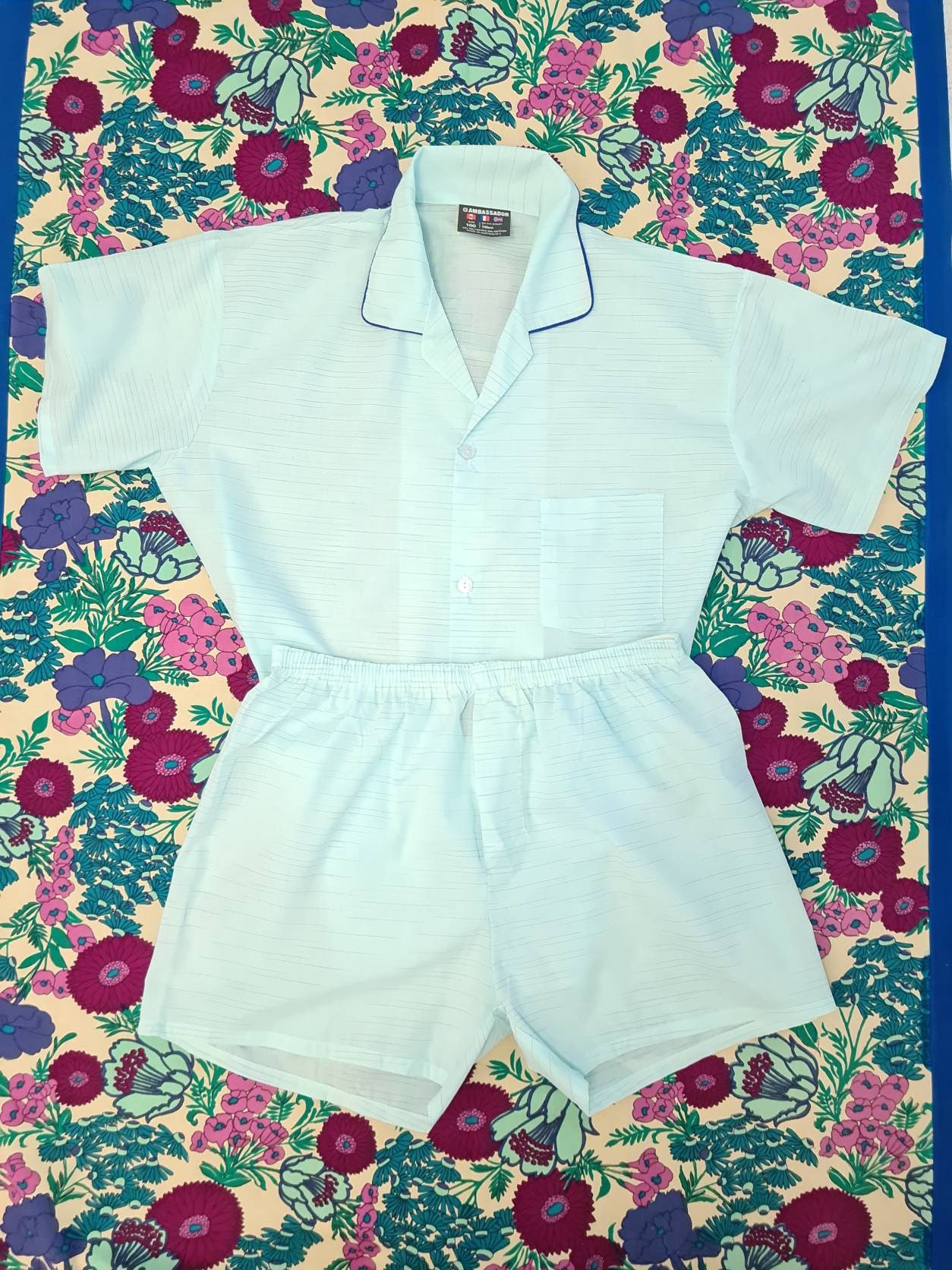 Summer Vintage 80s Pajamas Vintage PJ's Unisex Blue set Etsy