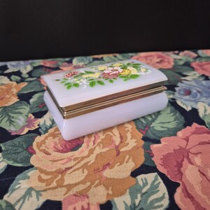 Vintage Hand Painted Plastic Hinged TrinketJewellery Box