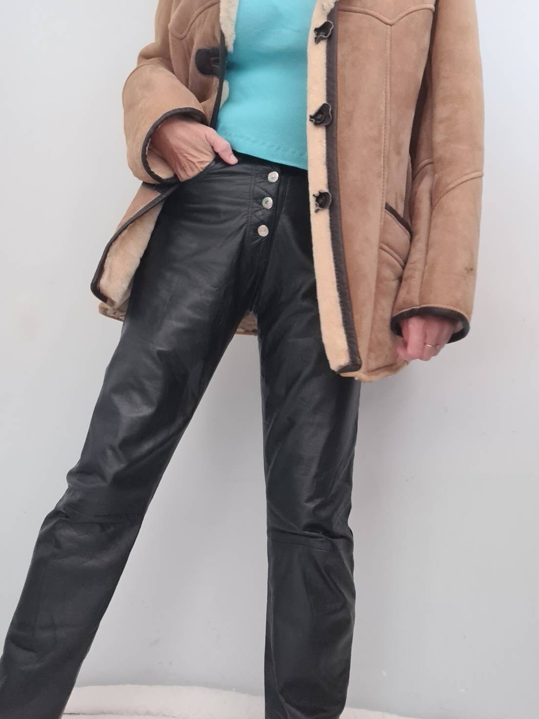 1980s Black Vintage Straight Leg Fitted Leather Pants, Button up Fly, Biker Punk Rocker Pants, Jonata, Size 12 - Etsy 1980s Black Vintage Straight Leg Fitted Leather Pants, Button up Fly, Biker Punk Rocker Pants, Jonata, Size 12 - Etsy