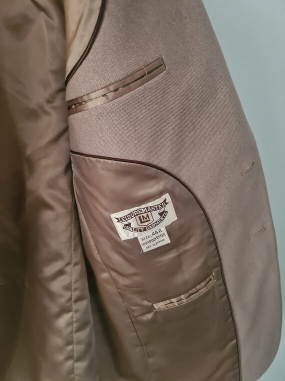 Vintage 1970s Beige Oversize Mens Suit Jacket Rou… - image 7
