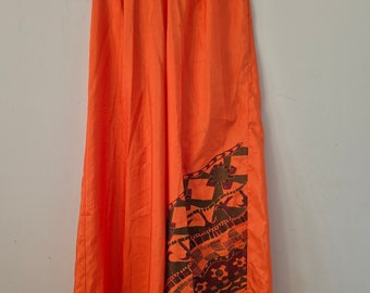 1980s Burn Orange Vintage Culottes With Tribal Pattern, 1980s Wide Leg Pants, Size 12 14