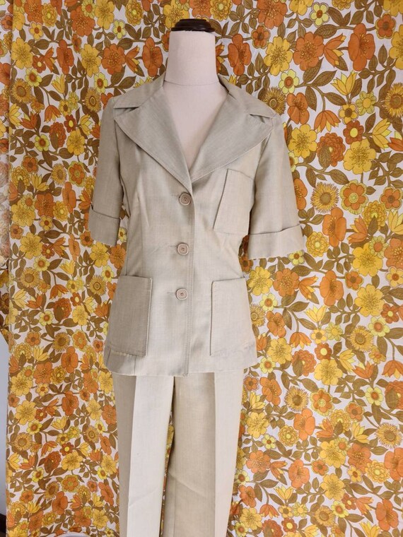 70s Ladies Safari Suit, Vintage Safari, Beige, SSW