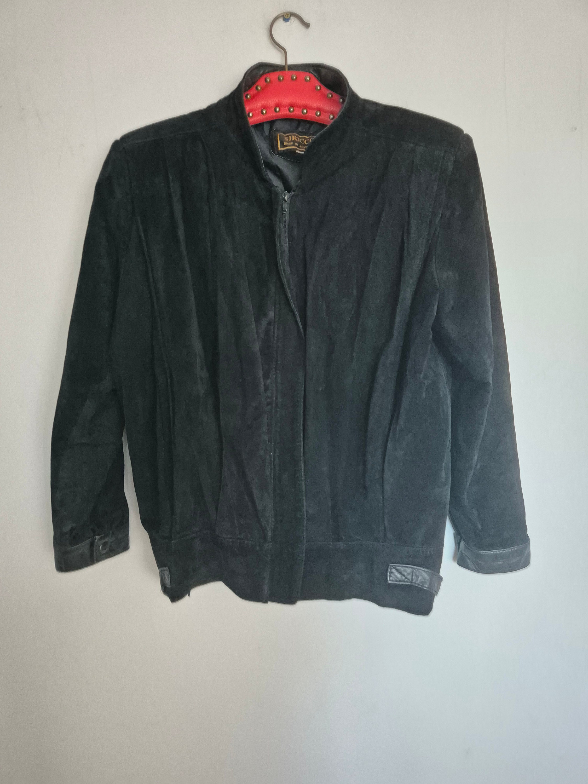 1980s Lambskin Suede Vintage Black Bomber Jacket Dressy 1980s Lambskin Suede Vintage Black Bomber Jacket Dressy