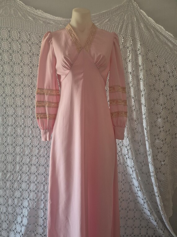Precious 70s Pink Cotton Maxi Dress by Etam