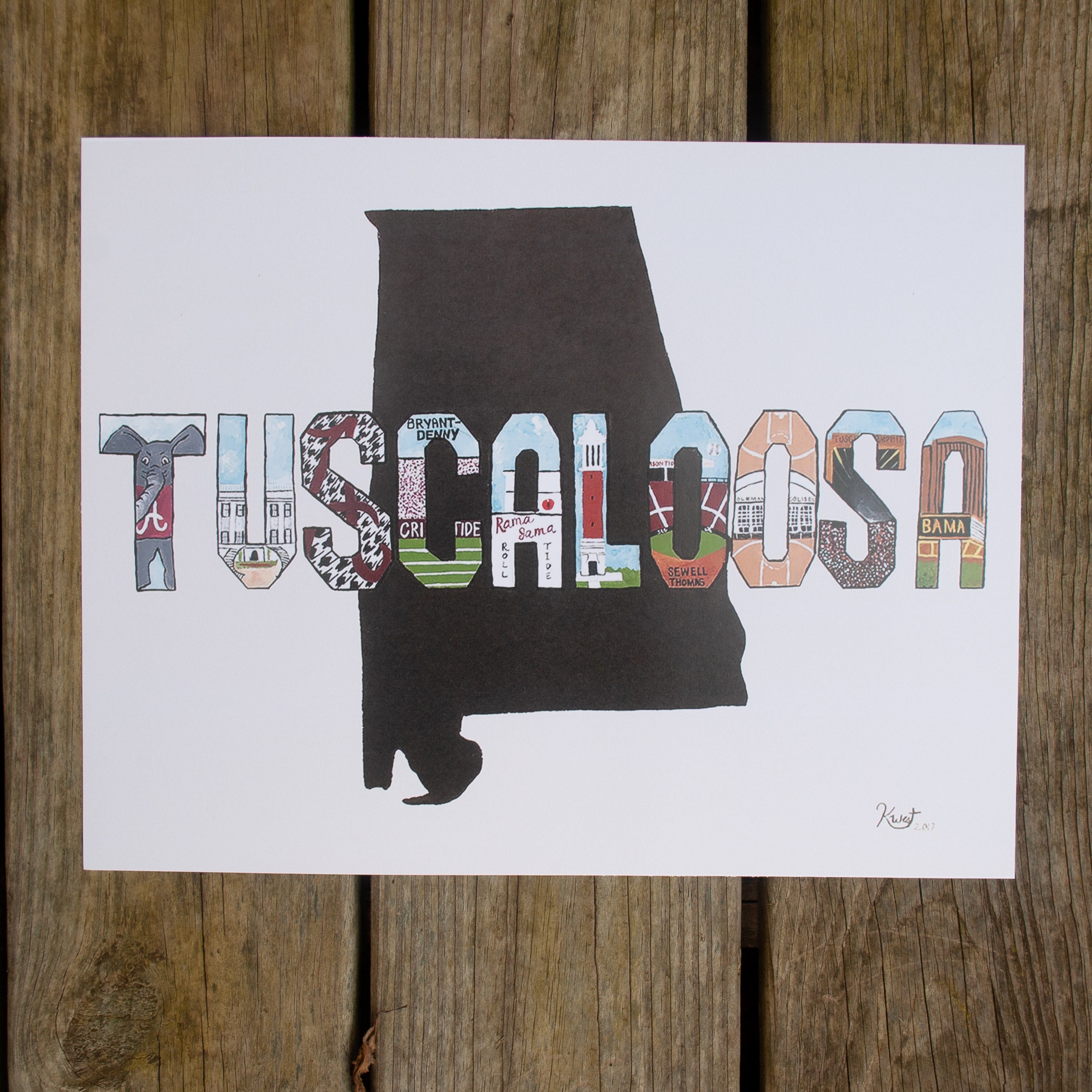 Acrylic Painting Print tuscaloosa Skies, College Wall Art Print