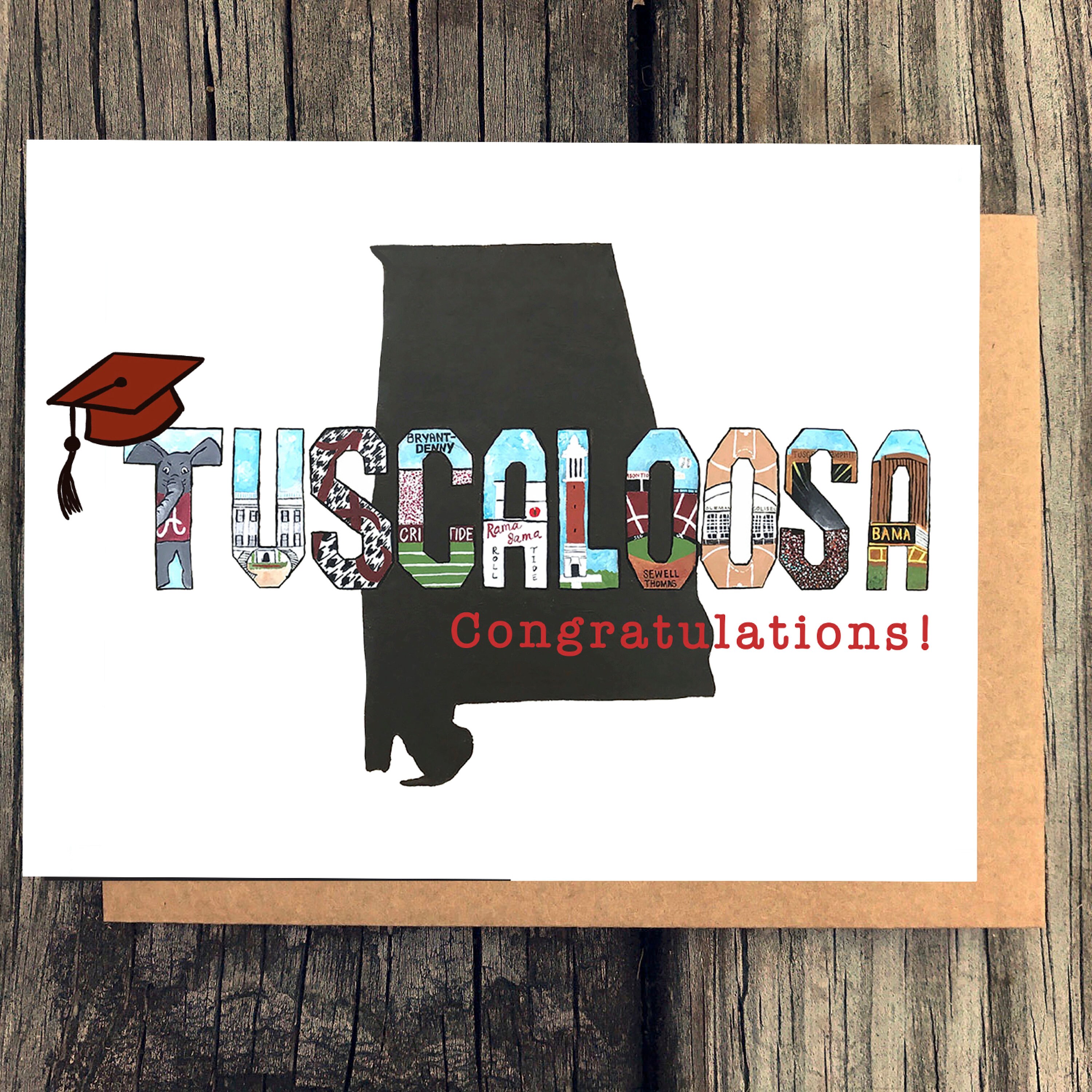 University of Alabama Graduation Card Greeting Card Etsy