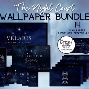 The Night Court Wallpaper Bundle, digitaler Download, ACOTAR inspiriert, SJM merch, Rhysand, Cassian, Azriel, Feyre, Velaris, 14 Tapeten