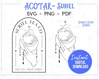 Suriel Tea Co. SVG, ACOTAR, Sarah J. Mass, PNG, Ein Gericht der Dornen und Rosen, Cricut, Bookish, Fantasy, Cut Files, Velaris
