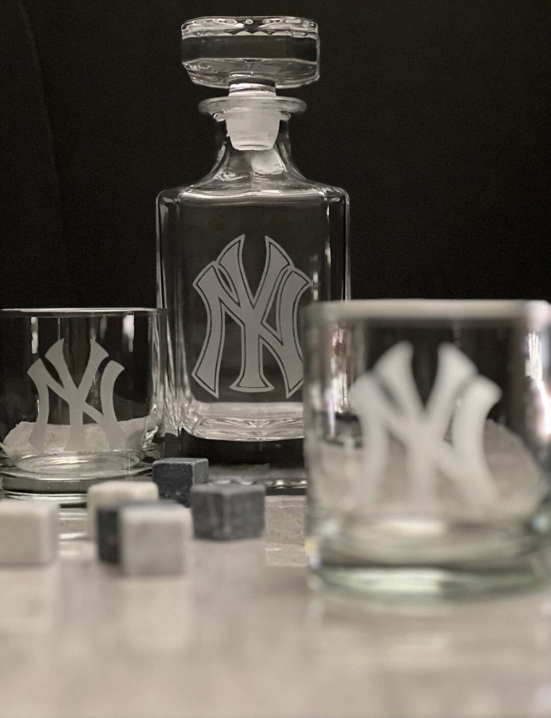 Yankees 3pc Decanter Set Etsy