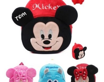 Sac à dos école enfant maternelle sac goûté avec prénom à personnaliser prénom minnie mickey sully