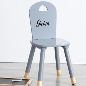 Petite chaise pour enfant blanche nuage personnalisé avec prénom Nuage gris