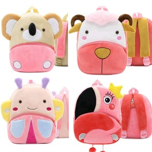 Sac à dos école enfant maternelle sac goûté avec prénom de l'enfant à personnaliser flocage prénom flamant rose, bélier,papillon,koala
