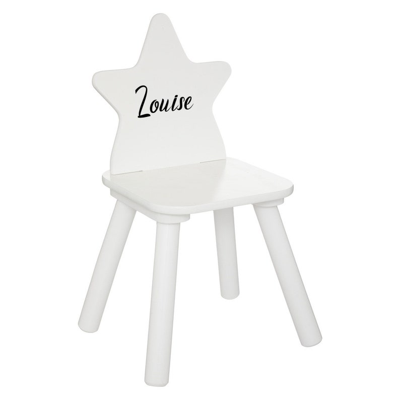 Petite chaise pour enfant blanche nuage personnalisé avec prénom Etoile blanche