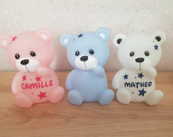 Veilleuse enfant décoration personnalisé avec le prénom au choix  ours ourson idéale naissance ou cadeau