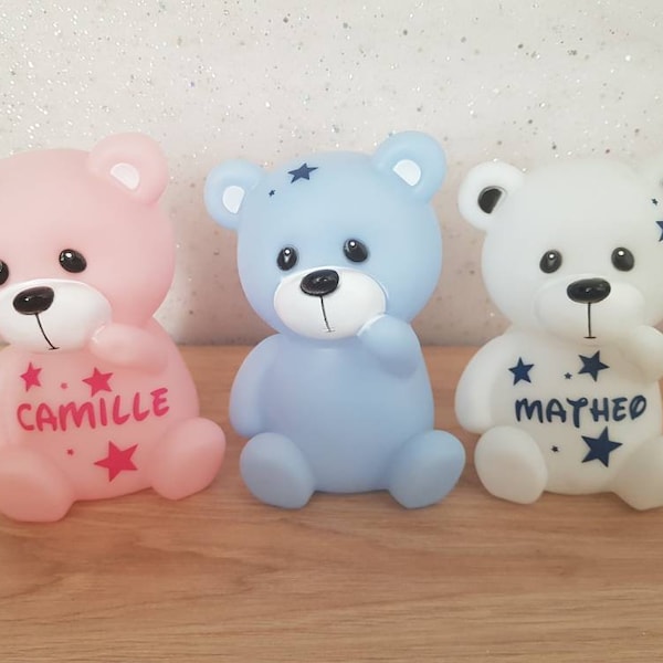 Veilleuse enfant décoration personnalisé avec le prénom au choix  ours ourson idéale naissance ou cadeau