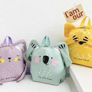 Sac à dos école enfant maternelle sac goûté avec prénom à personnaliser prénom animaux chat koala lion