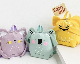 Sac à dos école enfant maternelle sac goûté avec prénom à personnaliser prénom animaux chat koala lion