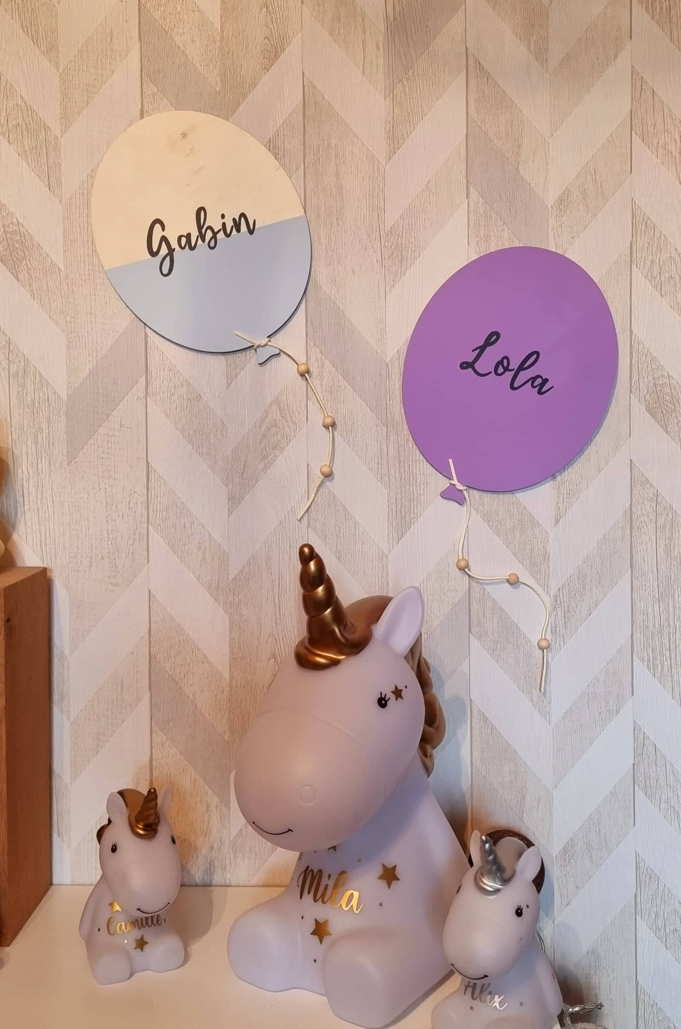 Ballon Bois Enfant à Personnaliser avec Prénom Decoration Murale