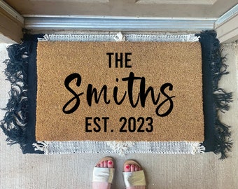 Personalized Custom Last Name Doormat, Last Name Door Mat, Welcome Door Mat, Personalized Doormat, Married Couple Wedding Gift, Custom Mat