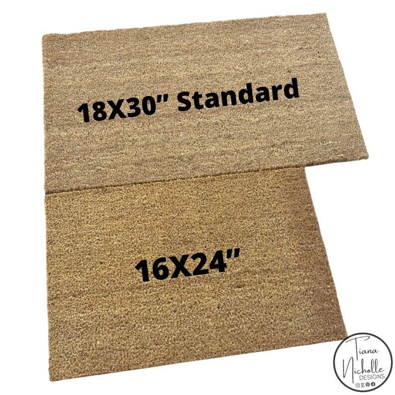 May include: Two brown coir doormats, one is 18x30 inches and labelled "Standard", the other is 16x24 inches.