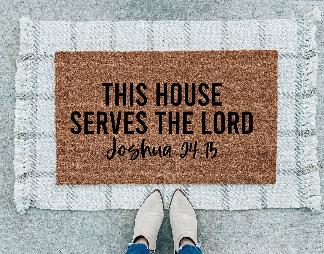 Joshua 2415 Bible Verse Mat, Christian Doormats, Scripture Door Mat, Christian New Home