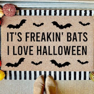 Its Freakin Bats I Love Halloween Door Mat, Funny Meme Doormat, Welcome Mat, Halloween Decor, Home Doormat, Halloween Welcome Mat, Fall Deco