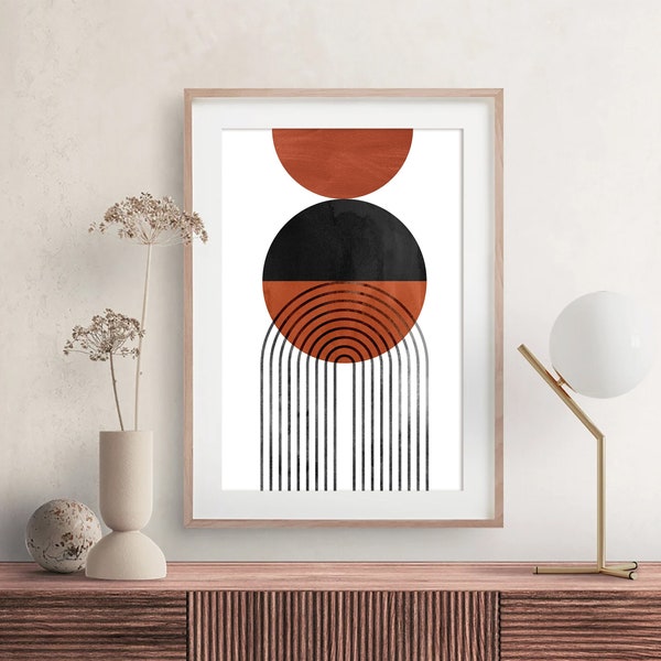 Minimalist Circle Print, Printable Terracotta Wall Art, Geometric Print, Minimalist Poster, Minimalist Office Art, Modern Scandinavian Print