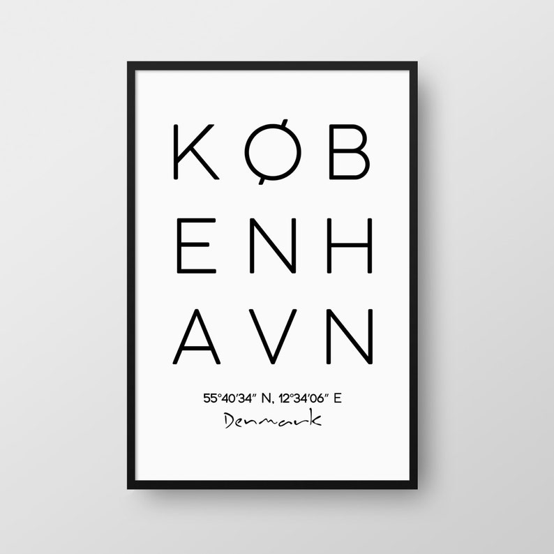 Printable Copenhagen Poster, København Print, City Print, København Coordinates Poster, Denmark Poster, Printable Copenhagen City Poster image 5