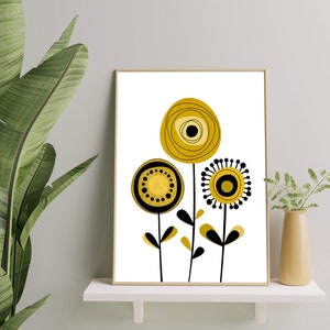 Mid Century Flower Print, Botanical Art, Mid Century Modern Wall Art ...