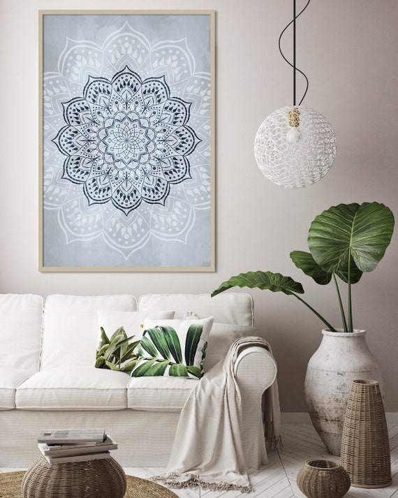 Mandala Wall Art, Boho Living Room Decor, Home Decor, Grey Bedroom