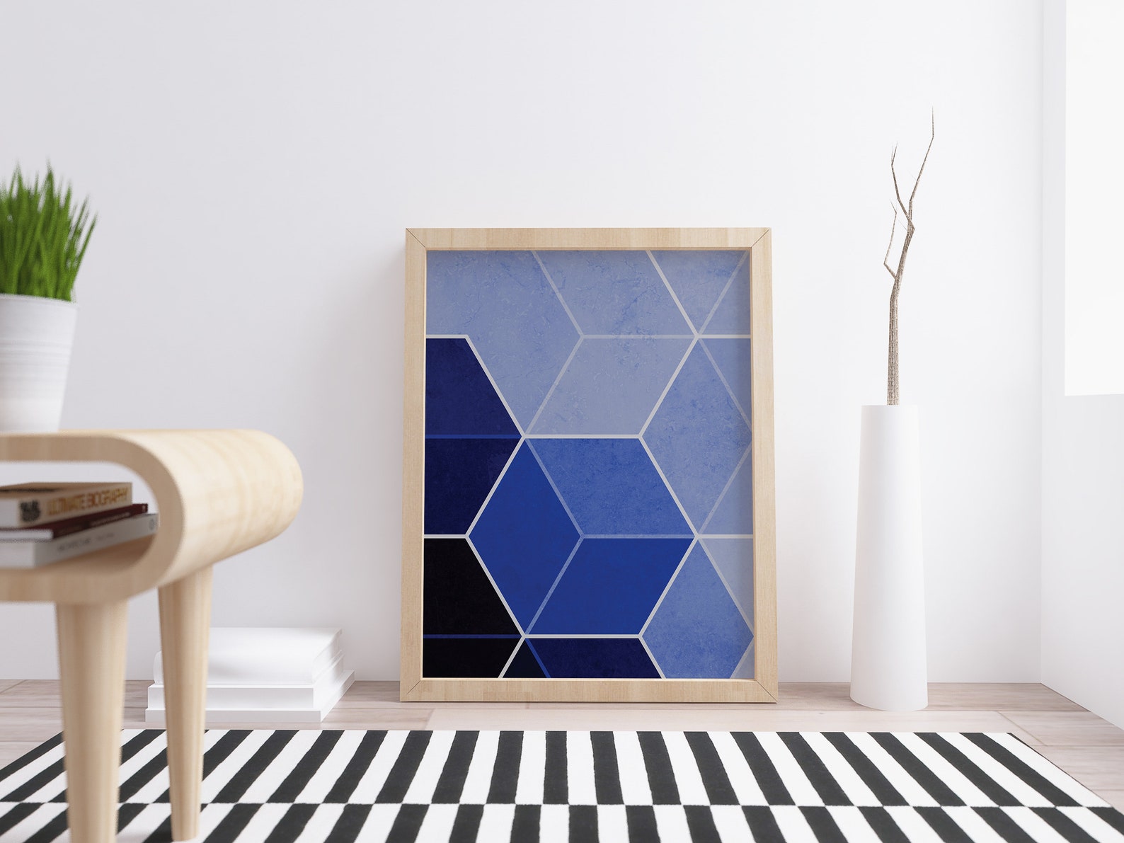 Navy Blue Geometric Art Printable Blue Wall Art Kids Room Etsy