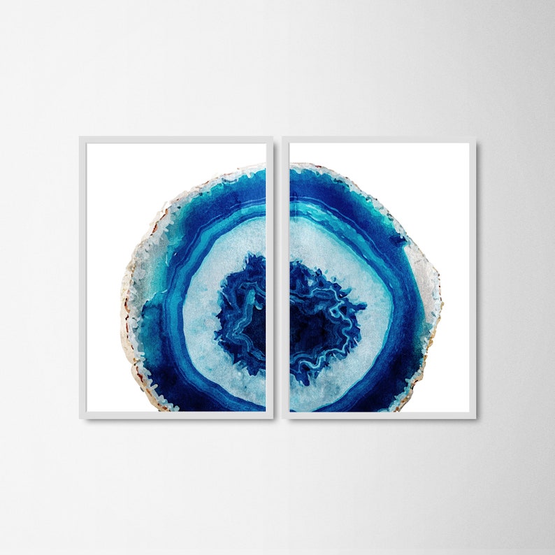 Printable Agate Wall Art Set of Two Prints Blue Agate Print - Etsy