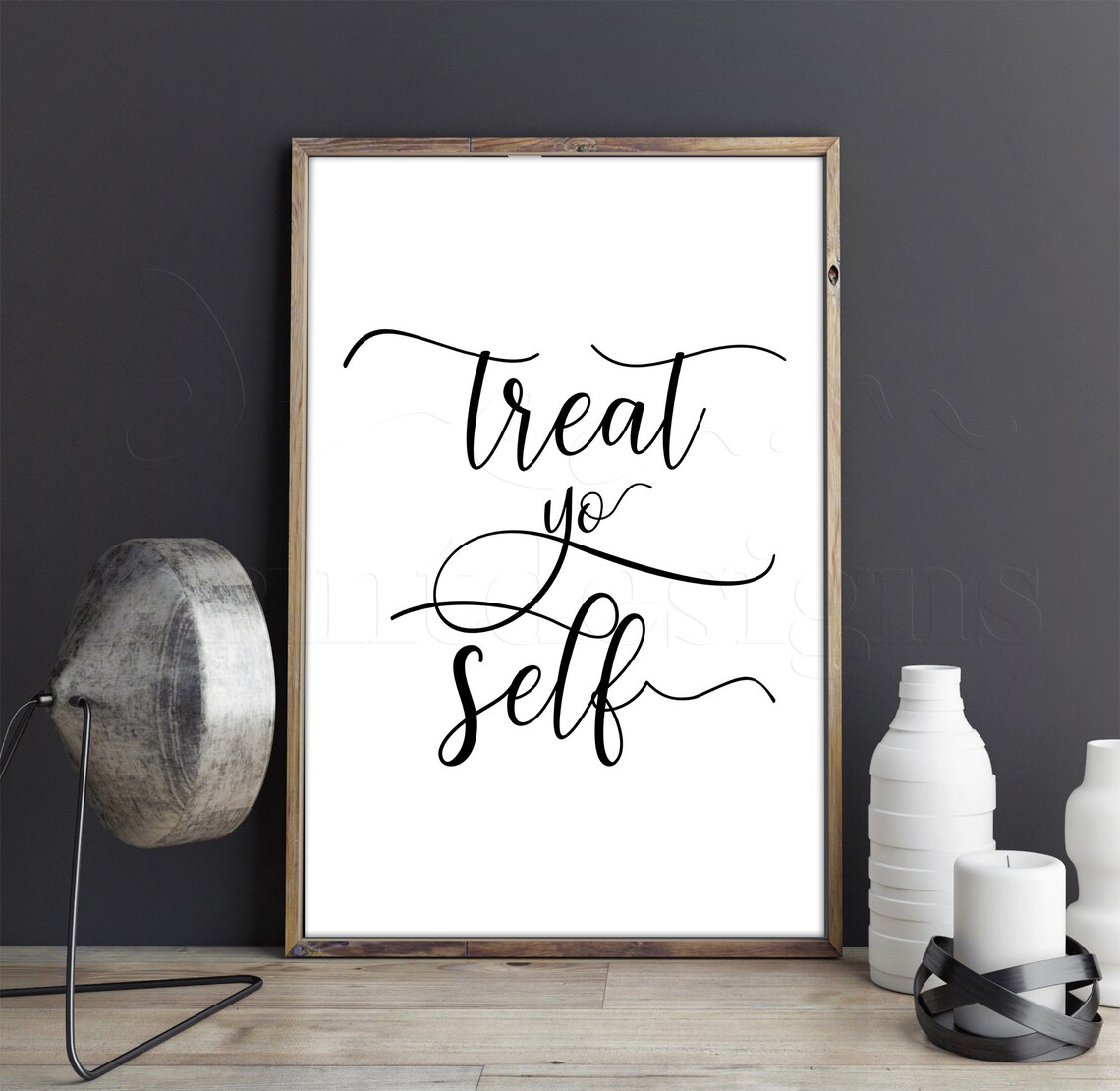 Printable Treat Yo Self Sign Treat Yo Self Poster Minimalist | Etsy