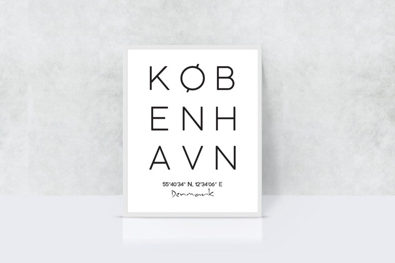 Printable Copenhagen Poster, København Print, City Print, København Coordinates Poster, Denmark Poster, Printable Copenhagen City Poster image 3