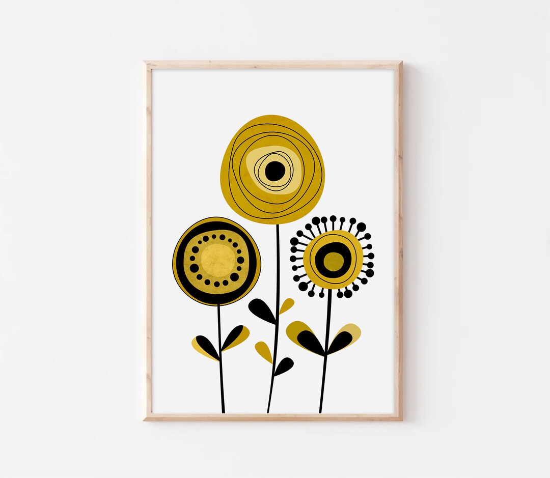 Mid Century Flower Print, Botanical Art, Mid Century Modern Wall Art ...