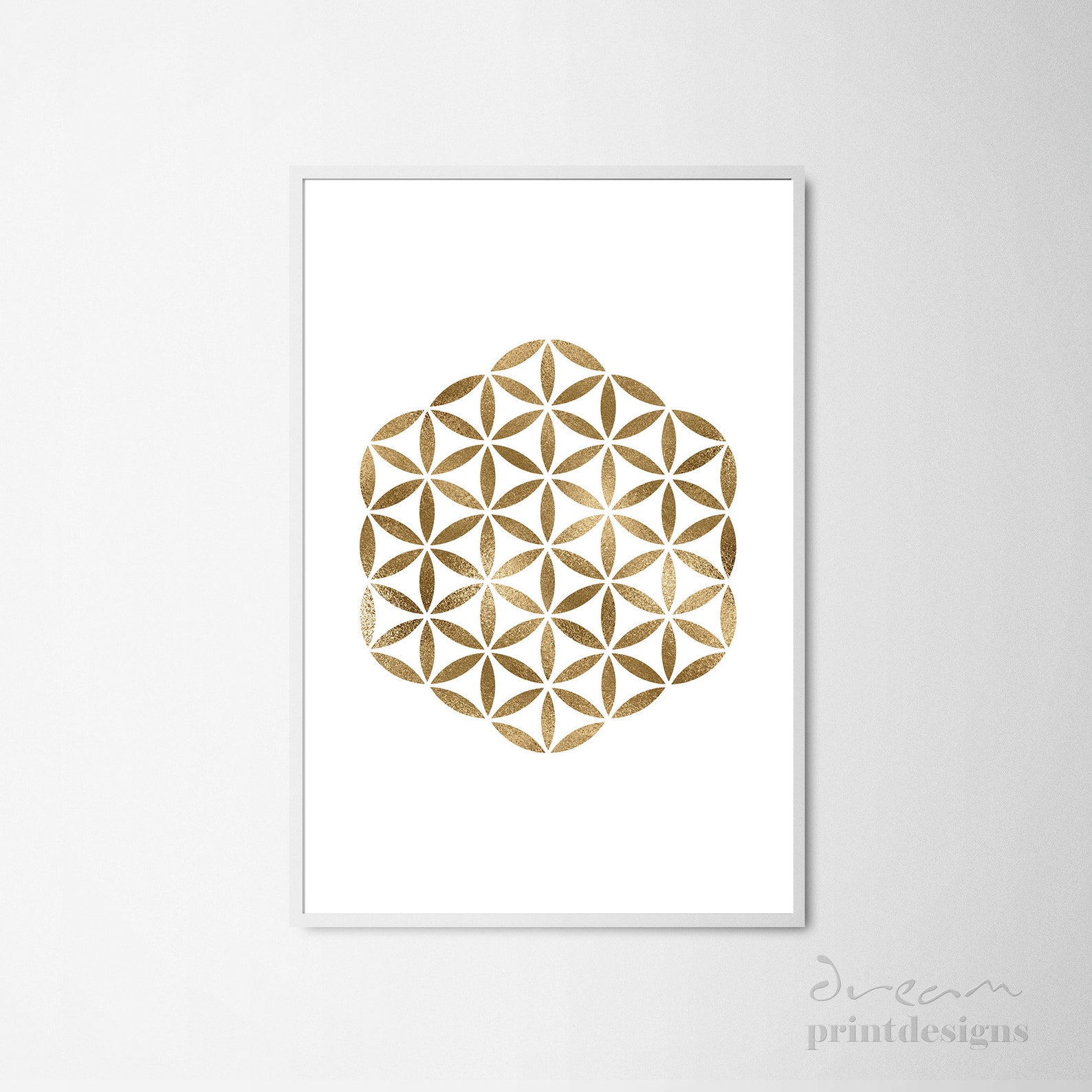 Printable Flower of Life Poster Golden Flower of Life Poster | Etsy