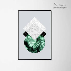 Plant Print, Printable Botanic Modern Art, Green Geometric Print, Scandinavian Poster, Green Printable Art, Minimalist Print, Modern Poster