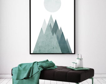 Scandinavian Print, Printable Nordic Poster, Mid-Century Art, Modern Geometric Print, Mountain Poster, Scandinavian Geometric Art