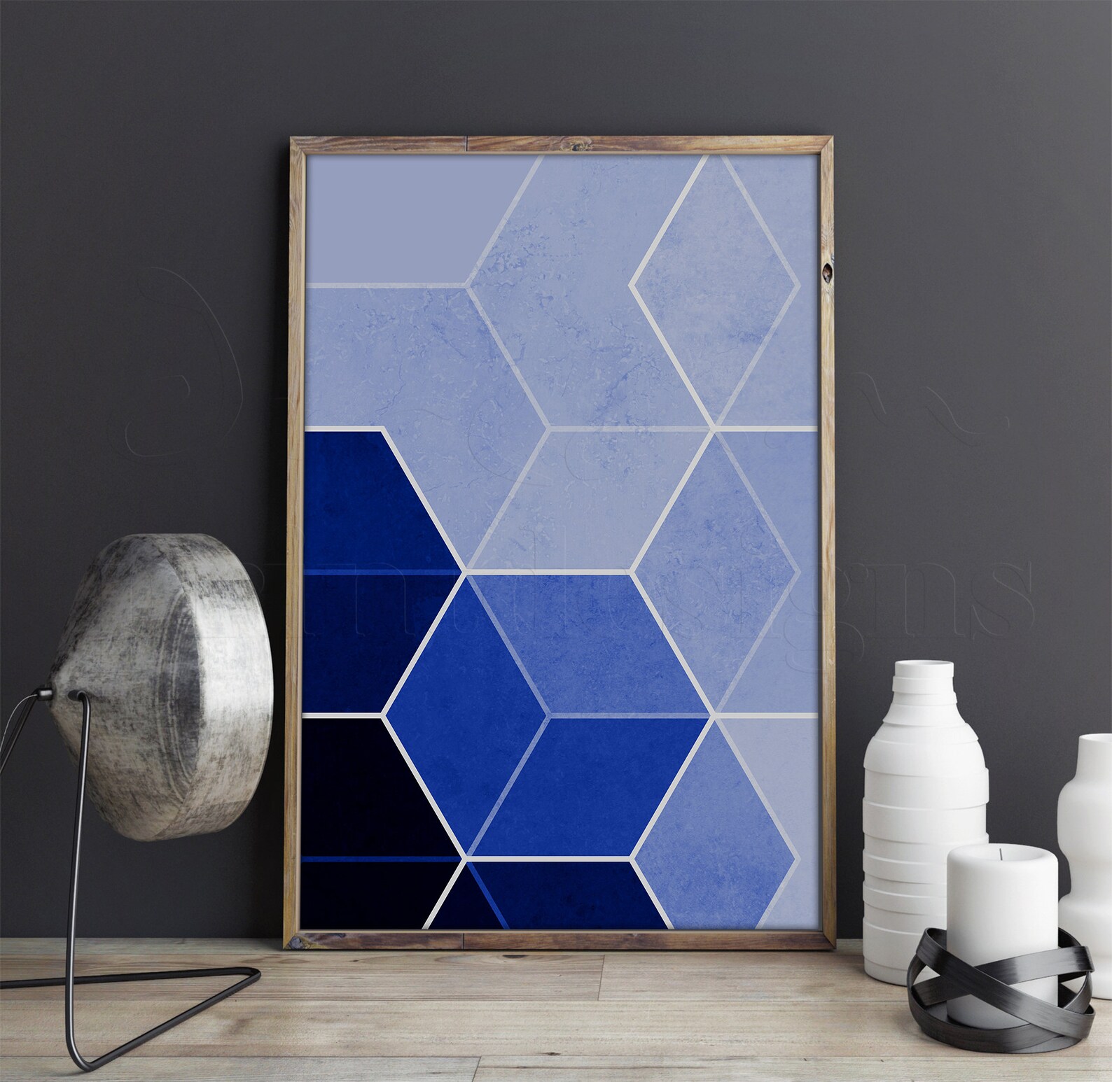 Navy Blue Geometric Art Printable Blue Wall Art Kids Room Etsy