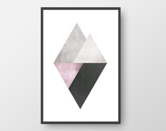 Printable Scandinavian Art, Nordic Poster, Geometric Print, Minimalist Print, Modern Poster, Digital Geometric Art, Printable Triangle Art
