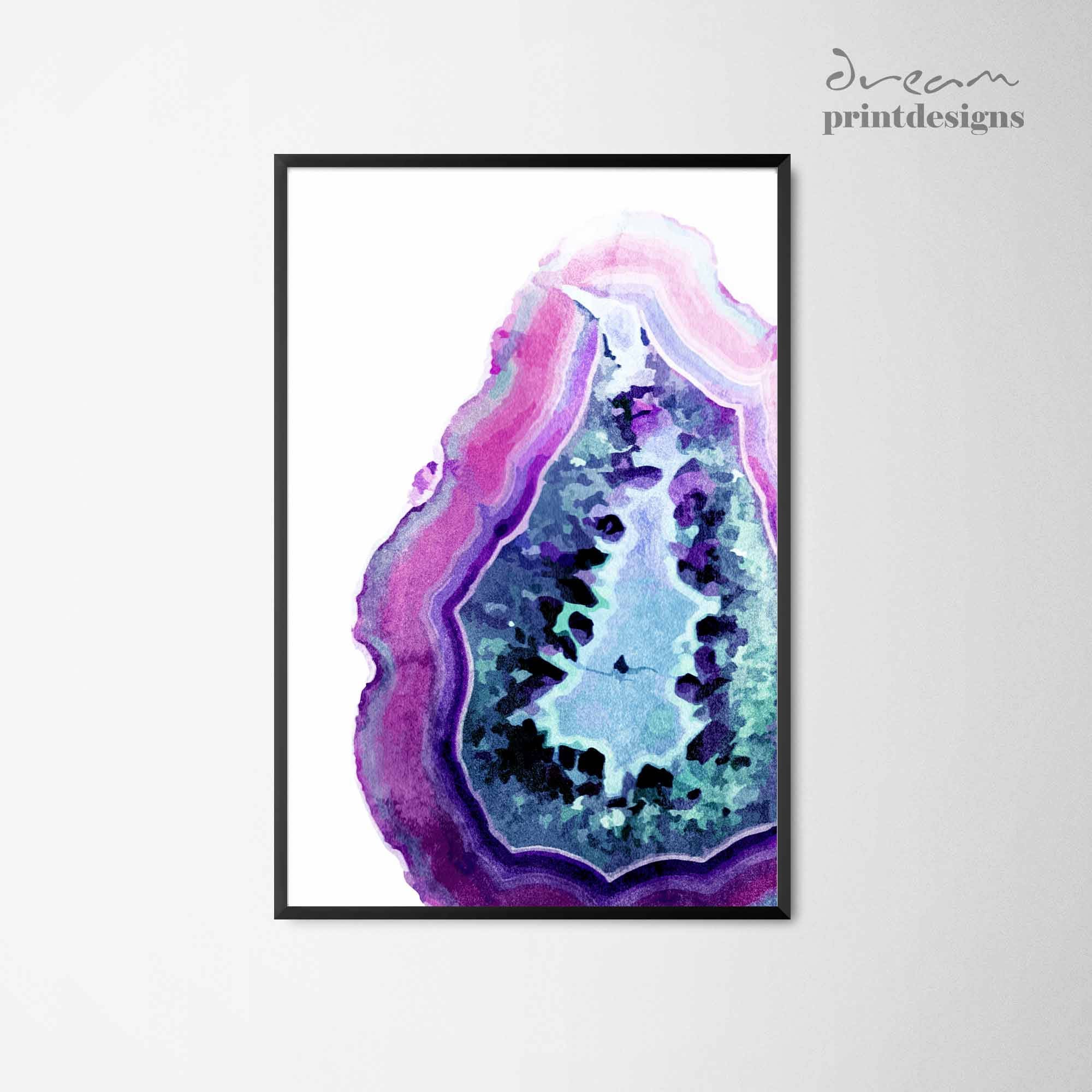 Agate Print Agate Printable Poster Violet Blue Mineral Art - Etsy