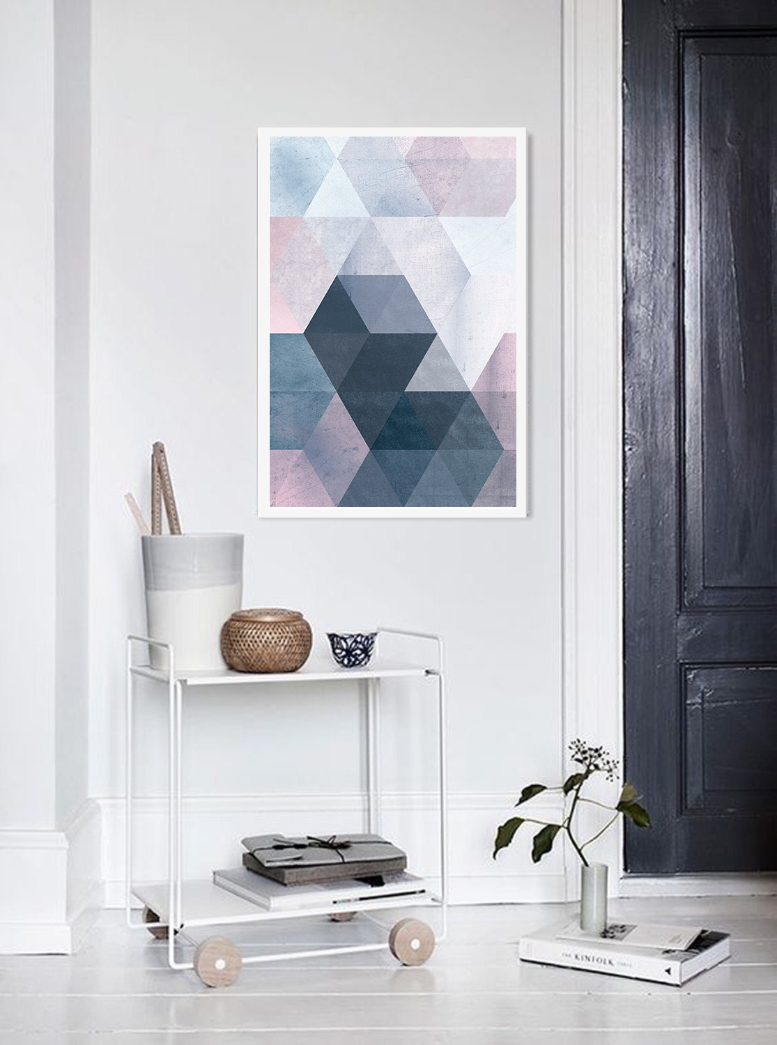 Printable Geometric Poster Blue Scandinavian Print Nordic | Etsy