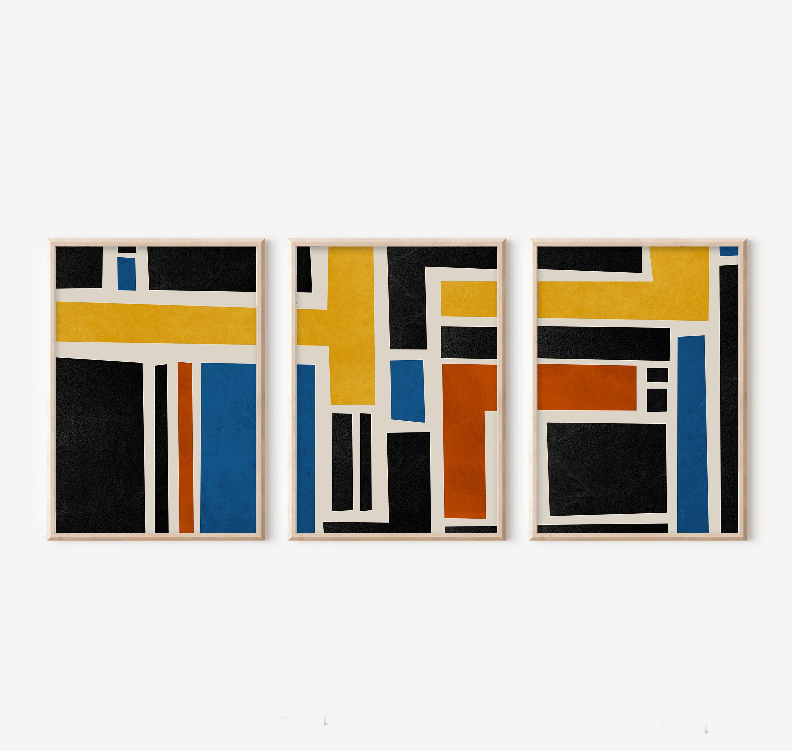 Mid Century Minimalist Art Retro Wall Art Set of 3 Prints - Etsy