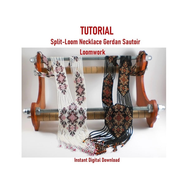 VENTA TUTORIAL Gerdan Split Loom Necklace Beaded Sautoirs Loomwork Cómo hacer tejido gerdan Beading Technique Weaving PDF Descarga instantánea